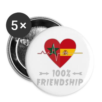 100 % amitié entre le Maroc et l'Espagne - Lot de 5 petits badges (25 mm) - blanc - Devant