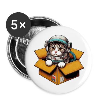Astronaut Katze - Buttons klein 25 mm (5er Pack) - Weiß - Vorne