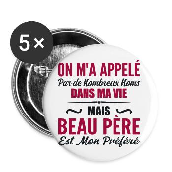 Appelé mais beau-père, cadeau beau-papa - Lot de 5 petits badges (25 mm) - blanc - Devant