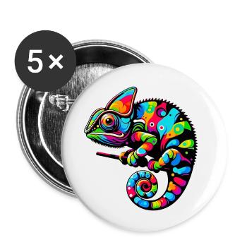 Chamäleon - Buttons klein 25 mm (5er Pack) - Weiß - Vorne