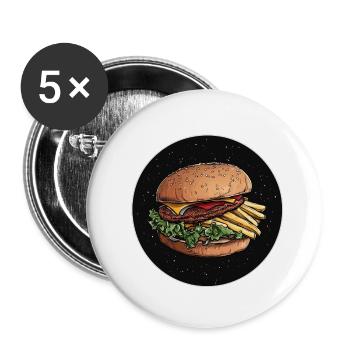 Burger with fries – taste on the hand - Buttons small 1''/25 mm (5-pack) - white - Front