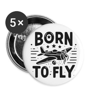 Born to Fly - Buttons small 1''/25 mm (5-pack) - white - Front