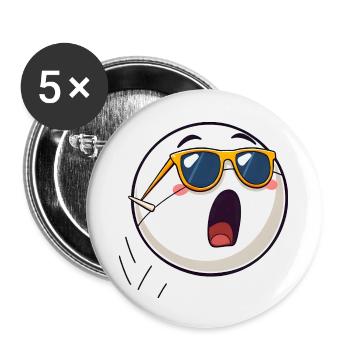 Anthropomorphisierter Tennisball mit Sonnenbrille - Buttons klein 25 mm (5er Pack) - Weiß - Vorne