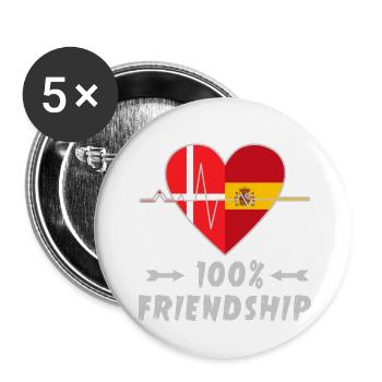 Le Danemark et l'Espagne : amitié à 100 % - Lot de 5 petits badges (25 mm) - blanc - Devant