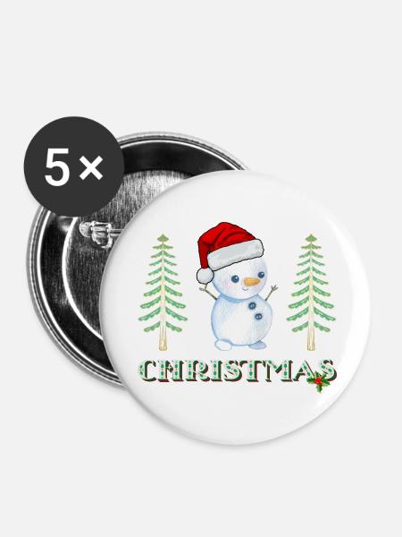 Snowman - Buttons klein 25 mm (5er Pack) - Weiß