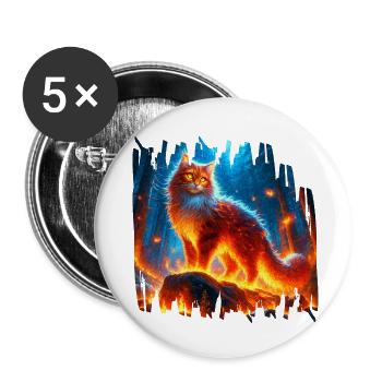 Enchanted Fire Feline - Buttons small 1''/25 mm (5-pack) - white - Front