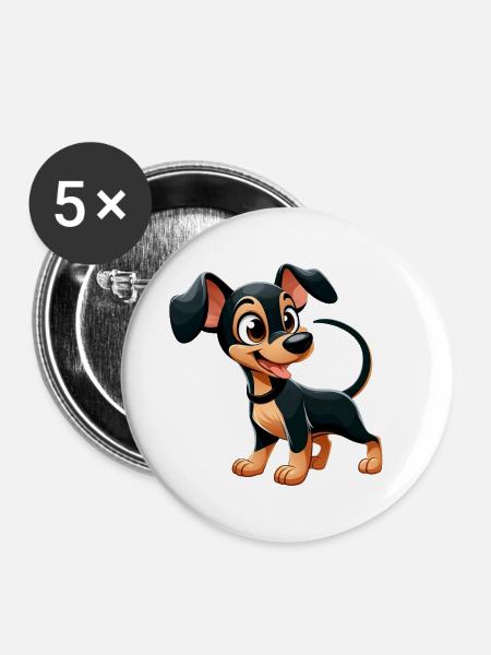 Pinscher 2 - Buttons klein 25 mm (5er Pack) - Weiß