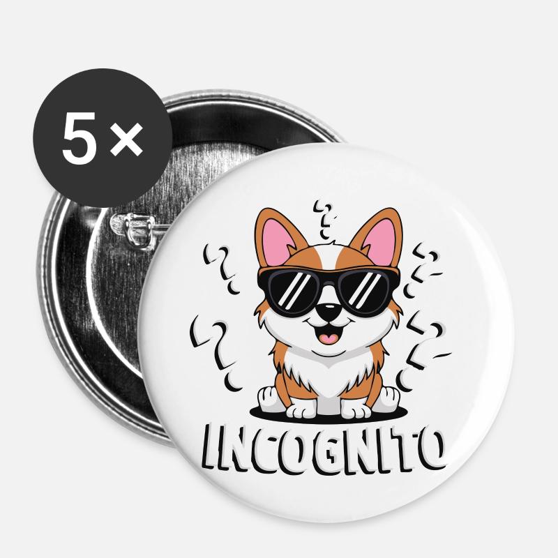 INCOGNITO DOGS - Buttons small 1''/25 mm (5-pack) - white