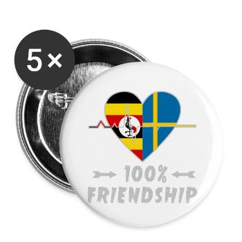 L'Ouganda et la Suède : amitié à 100 % - Lot de 5 petits badges (25 mm) - blanc - Devant