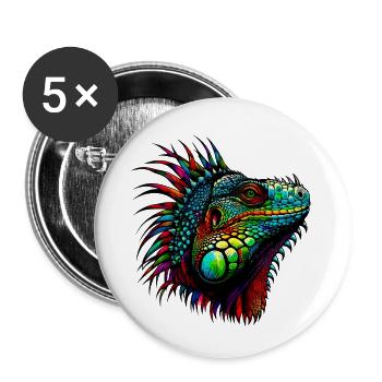 Leguan - Buttons klein 25 mm (5er Pack) - Weiß - Vorne