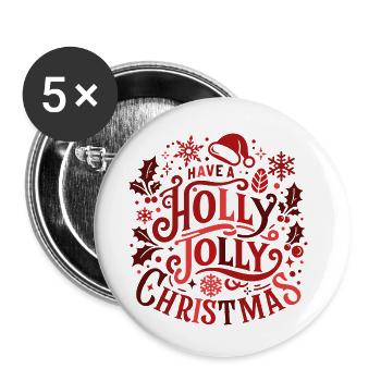 Holly Jolly Christmas Motif - Buttons klein 25 mm (5er Pack) - Weiß - Vorne