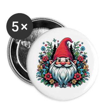 Gnom - Buttons klein 25 mm (5er Pack) - Weiß - Vorne