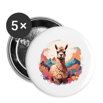 Alpaca Llama Cool magnificent background - Buttons small 1''/25 mm (5-pack) - white - Front
