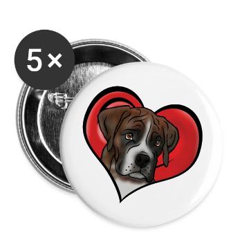 Deutscher Boxer Welpe im Herz - Buttons klein 25 mm (5er Pack) - Weiß - Vorne