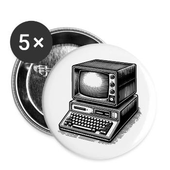 Klassischer Retro-PC - Buttons klein 25 mm (5er Pack) - Weiß - Vorne