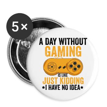 Gamer Idée Cadeau Jeux Vidéo Humour Drôles Geek - Lot de 5 petits badges (25 mm) - blanc - Devant