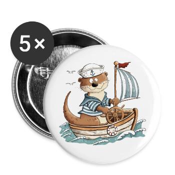 Otter Boat Voilier - Lot de 5 petits badges (25 mm) - blanc - Devant