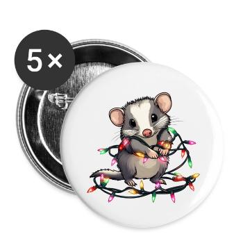 Opossum Weihnachten - Buttons klein 25 mm (5er Pack) - Weiß - Vorne