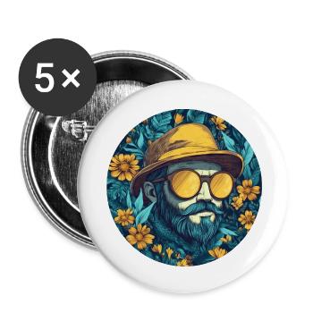 Botanischer Flair: Stilvoller Retro-Look! - Buttons klein 25 mm (5er Pack) - Weiß - Vorne