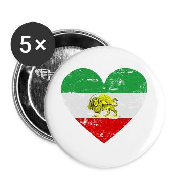 Iranian Flaggenherz - Buttons klein 25 mm (5er Pack) - Weiß - Vorne