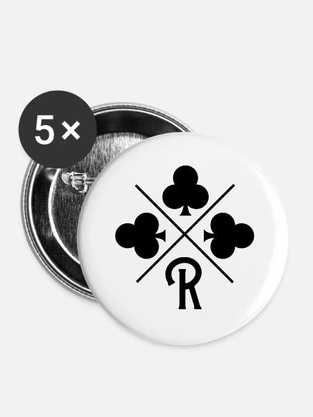 Buchstabe r Glücksklee - Buttons klein 25 mm (5er Pack) - Weiß