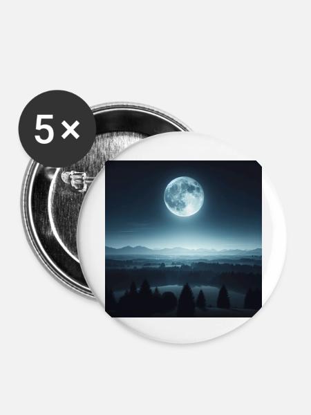 Vollmond Texts - Buttons klein 25 mm (5er Pack) - Weiß