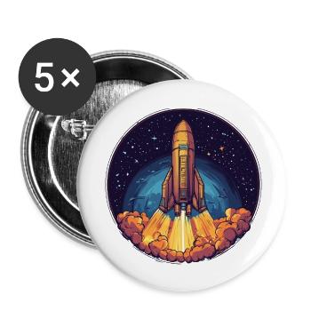 Launch ins Unbekannte: Der Start ins All! - Buttons klein 25 mm (5er Pack) - Weiß - Vorne