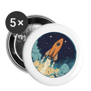 Rakete ins Unbekannte: Aufbruch zu neuen Welten! - Buttons klein 25 mm (5er Pack) - Weiß - Vorne