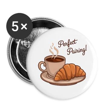 petit dejeuner parfait - café croissant - Lot de 5 petits badges (25 mm) - blanc - Devant