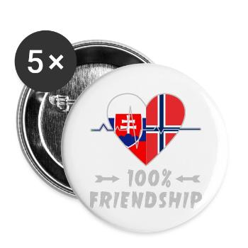 Slowakei und Norwegen 100% Freundschaft - Buttons klein 25 mm (5er Pack) - Weiß - Vorne