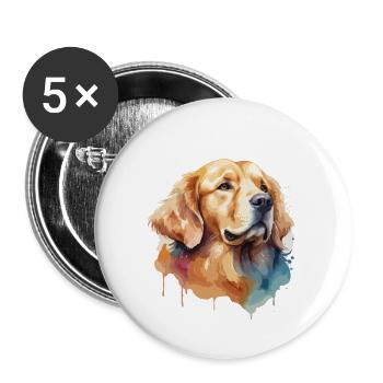 Golden Retriever Hund Coole Aquarelle - Buttons klein 25 mm (5er Pack) - Weiß - Vorne