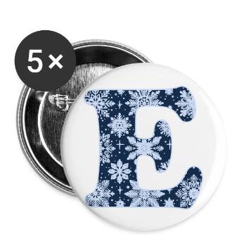Buchstabe E Schneeflocken - Buttons klein 25 mm (5er Pack) - Weiß - Vorne