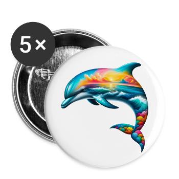 Delfin - Buttons klein 25 mm (5er Pack) - Weiß - Vorne
