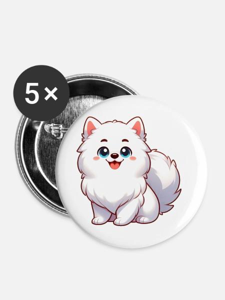 Spitz 4 - Buttons klein 25 mm (5er Pack) - Weiß