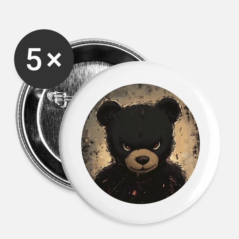 Furchtloser Teddy: Dunkle Eleganz - Buttons klein 25 mm (5er Pack) - Weiß