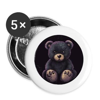Zauberhafter Teddy: Dunkle Eleganz - Buttons klein 25 mm (5er Pack) - Weiß - Vorne