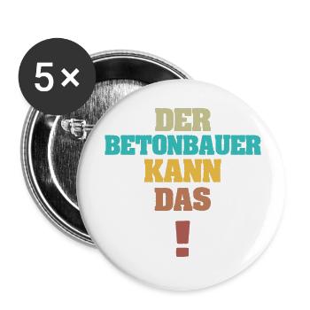 Cadeau pour le bétonnier - Lot de 5 petits badges (25 mm) - blanc - Devant
