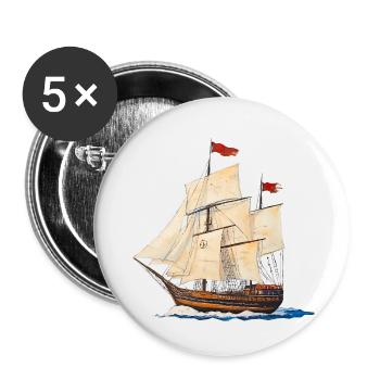 Sous voile blanche vers le soleil du soir - Lot de 5 petits badges (25 mm) - blanc - Devant