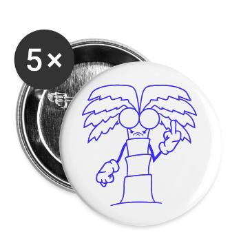 Drôle de palmier maléfique montrant un doigt d’honneur en colère bande dessinée - Lot de 5 petits badges (25 mm) - blanc - Devant