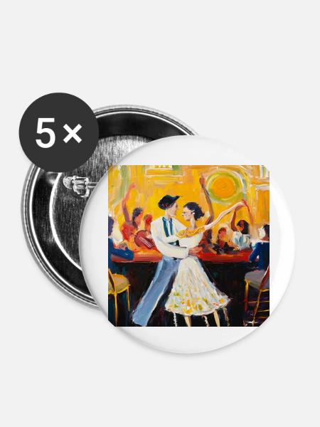 Tanzen, tanzen! - Buttons klein 25 mm (5er Pack) - Weiß