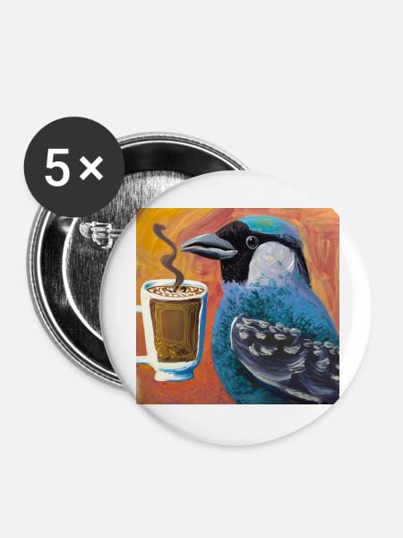 Kaffee? - Buttons klein 25 mm (5er Pack) - Weiß