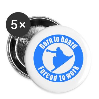 Planche à neige - Lot de 5 petits badges (25 mm) - blanc - Devant