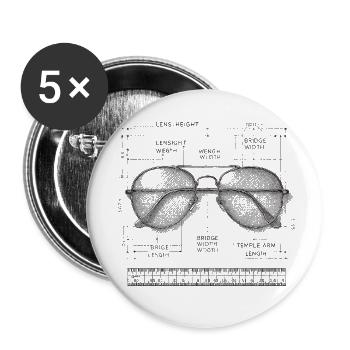 Spectacles - Buttons small 1''/25 mm (5-pack) - white - Front