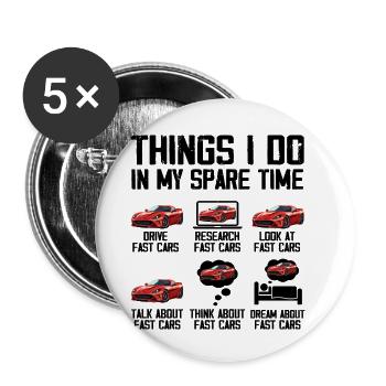 Dinge, die ich in meiner Freizeit mache Autoliebhaber - Buttons klein 25 mm (5er Pack) - Weiß - Vorne