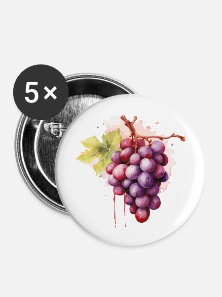Weintrauben - Buttons klein 25 mm (5er Pack) - Weiß