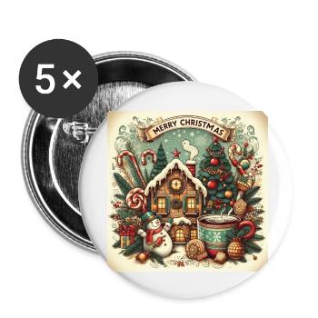 Nostalgic Christmas Design - Buttons small 1''/25 mm (5-pack) - white - Front