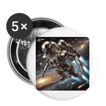 Roboter im Weltall - Buttons klein 25 mm (5er Pack) - Weiß - Vorne