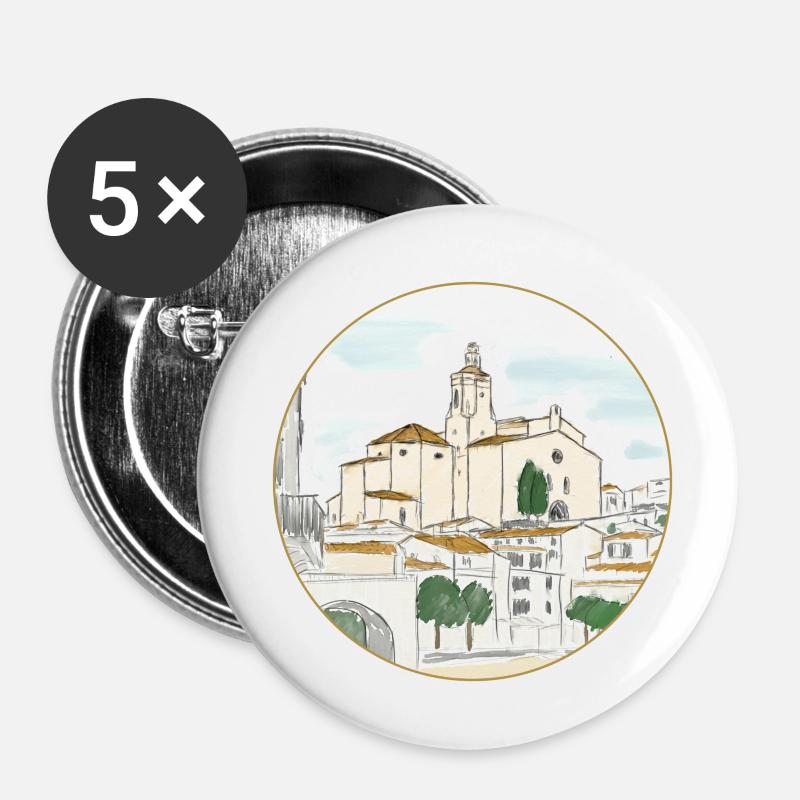 Cadaqués Aquarell - Buttons klein 25 mm (5er Pack) - Weiß