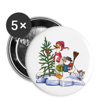 Christmas duck - Buttons small 1''/25 mm (5-pack) - white - Front