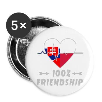 Slowakei und Polen 100% Freundschaft - Buttons klein 25 mm (5er Pack) - Weiß - Vorne